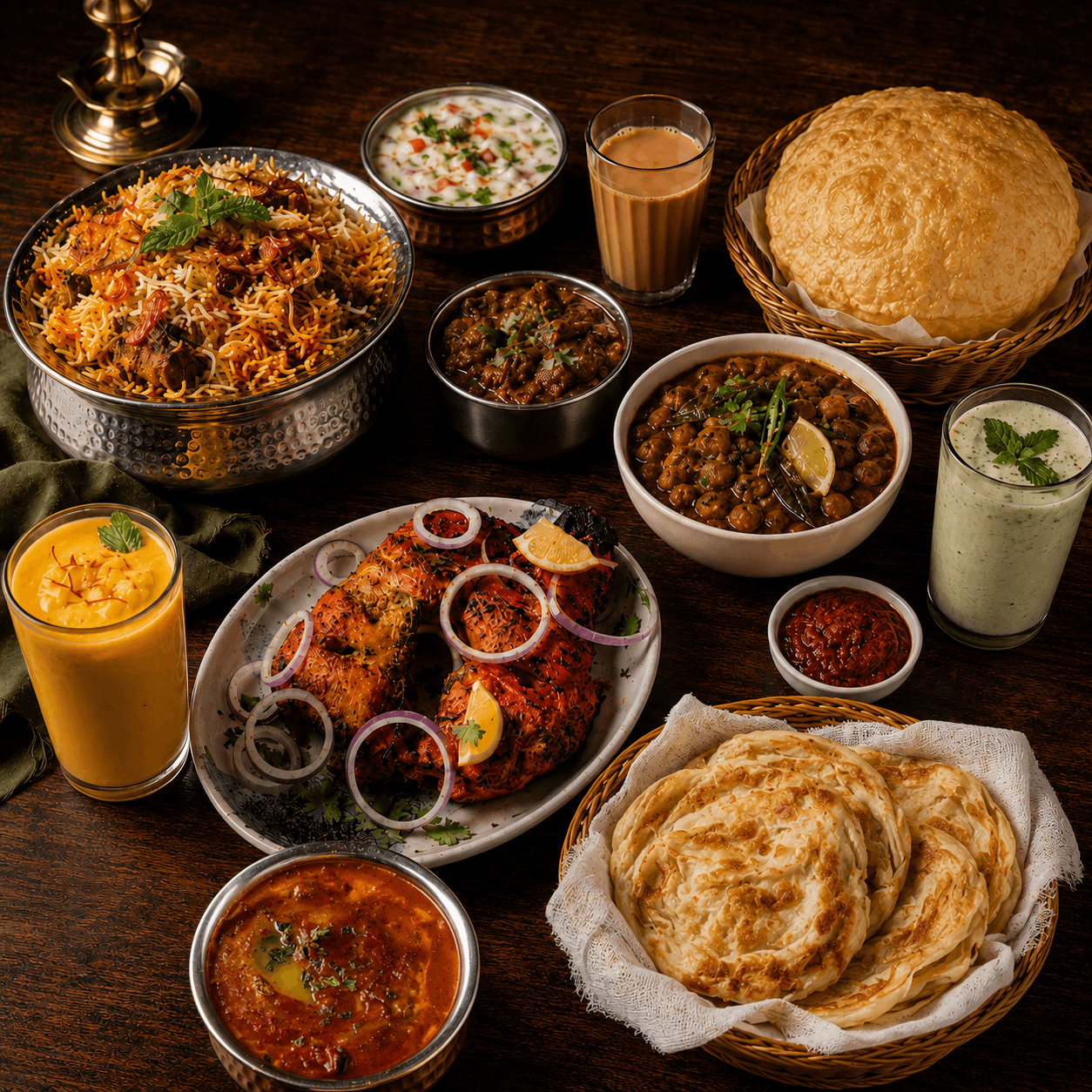 Restaurant hero background showcasing our signature dishes